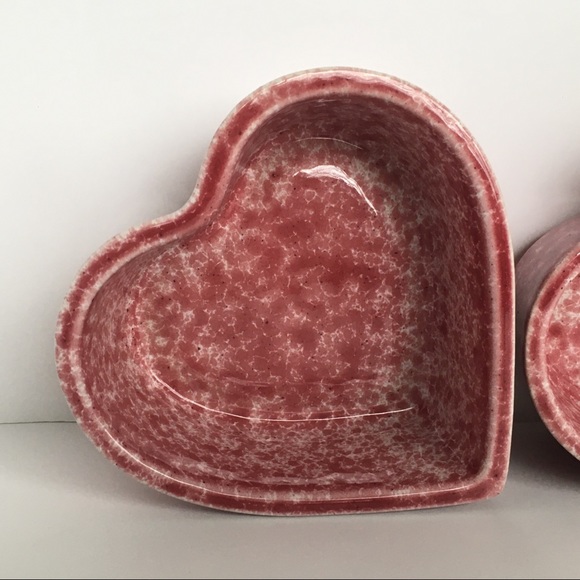 Coche Stoneware Heart Ramekins Pink White Spatter Portugal 2 Ceramic bakeware - Picture 6 of 15